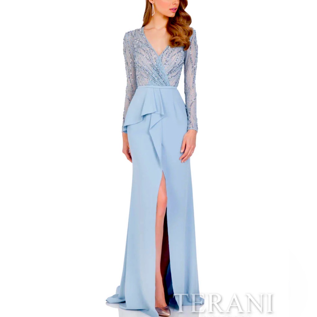 Elegant Terani Mother Of The Bride Dress. Color Is Powder Blue. Size 20
